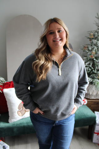 Hit The Slopes Half Zip • Charcoal - PLUS