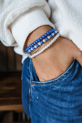Team Kentucky Beaded Bracelet • Pearl Mix