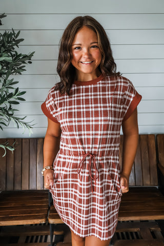 Prim & Plaid Drawstring Mini • Rust