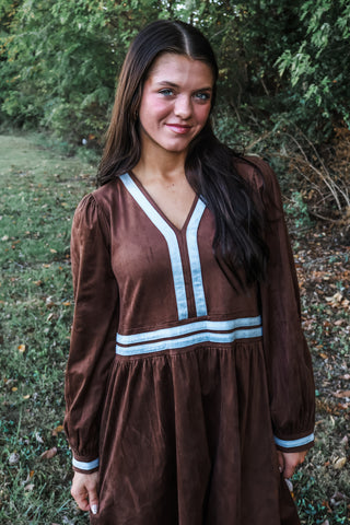 On Occasion Suede Pocket Dress • Chocolate