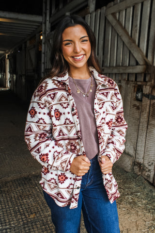 Wild West Aztec Shacket • Wine Multi