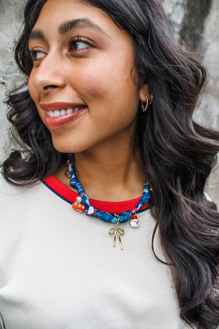 Dear Santa Scarf Necklace • Navy