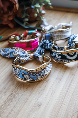 Sophie Scarf Cuff Bracelet • Beige