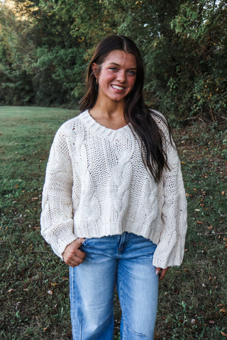 Denver Cable Sweater • Cream
