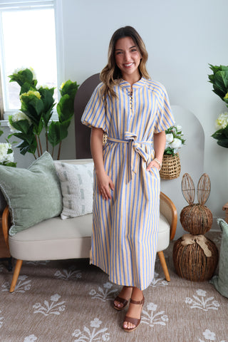 Endless Sunshine Striped Dress • Denim/Yellow