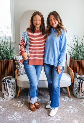 Mix It Up Stripes • Terracotta/Blue