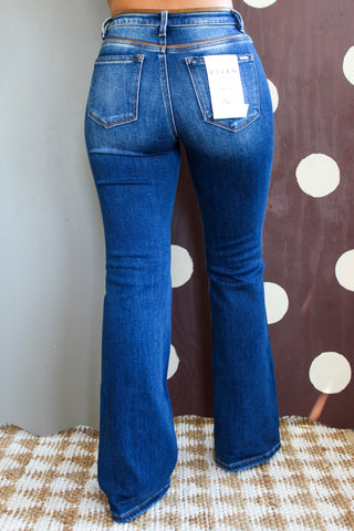 Delaney Leather Trim Bootcut | Tummy Control • Dark Wash