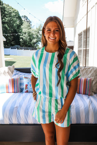 Palm Springs Striped Top • Green/Blue