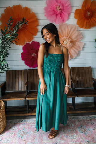 Forever Summer Smocked Midi • Emerald