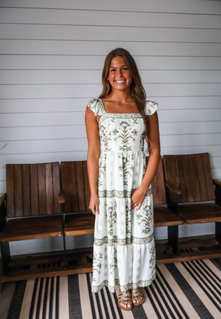 Countryside Charm Floral Midi • Olive