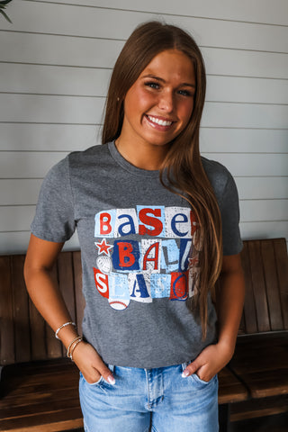 Baseball graphic ~magazine letters • grey