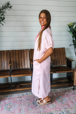 Good Graces Striped Midi • Pink