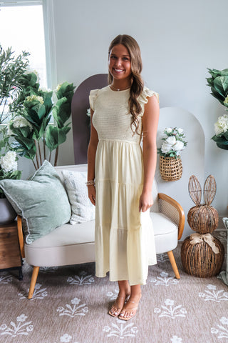 Beautiful Bliss Ruffle Midi • Iced Lemon