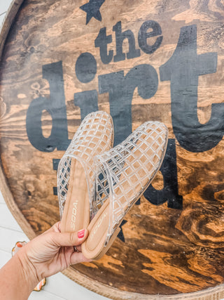 Wayne caged mule flat (jelly) clear