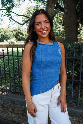 Deep Dive Asymmetrical Top • Medium Denim