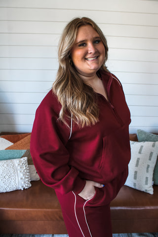 Move Forward Half Zip • Burgundy - PLUS