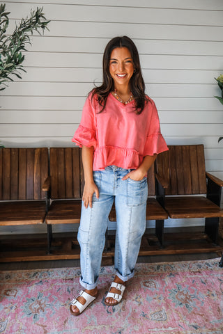 Sunkissed Ruffle Top • Coral
