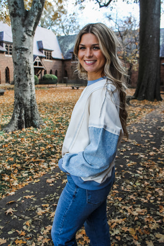 Pop Of Denim Pullover • Cream Combo