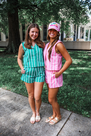 Sweet Striped Short Set • Pink