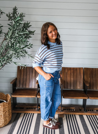 Coffee Date Stripes • Baby Blue