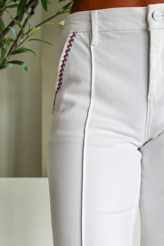 Reese Front Seam Straight Leg • White
