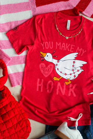 You Make My Heart Go Honk Graphic Tee • Heather Red