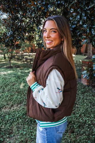 On The Move Puffer Vest • Cocoa Bean