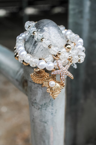 Seaside Sparkle Bracelet Set • Pearl/Gold