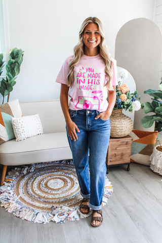 You Are Made In His Image Graphic Tee • Pink