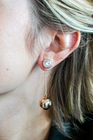 Dangle & Drop Ball Earrings • Gold