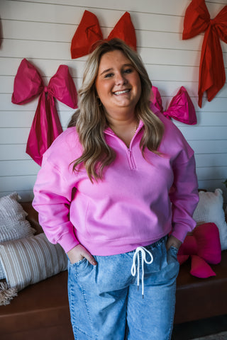 Refresh & Reset Half Zip • Bubblegum Pink - PLUS
