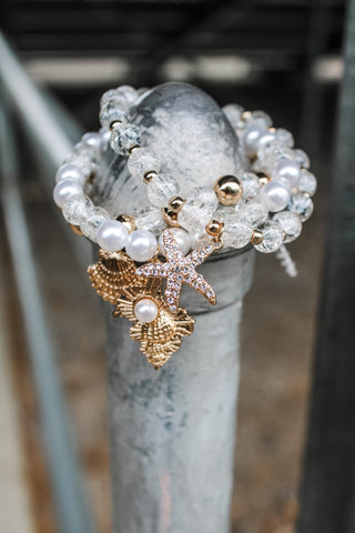Seaside Sparkle Bracelet Set • Pearl/Gold