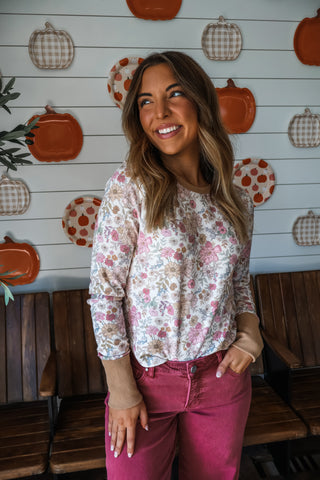 Flower Fields Waffle Top • Tan