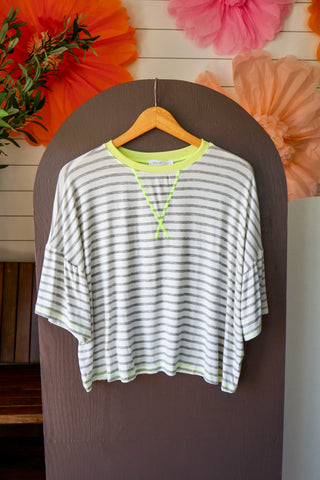 Summer Sale 56 • Contrast Stitching Striped Top - FINAL SALE