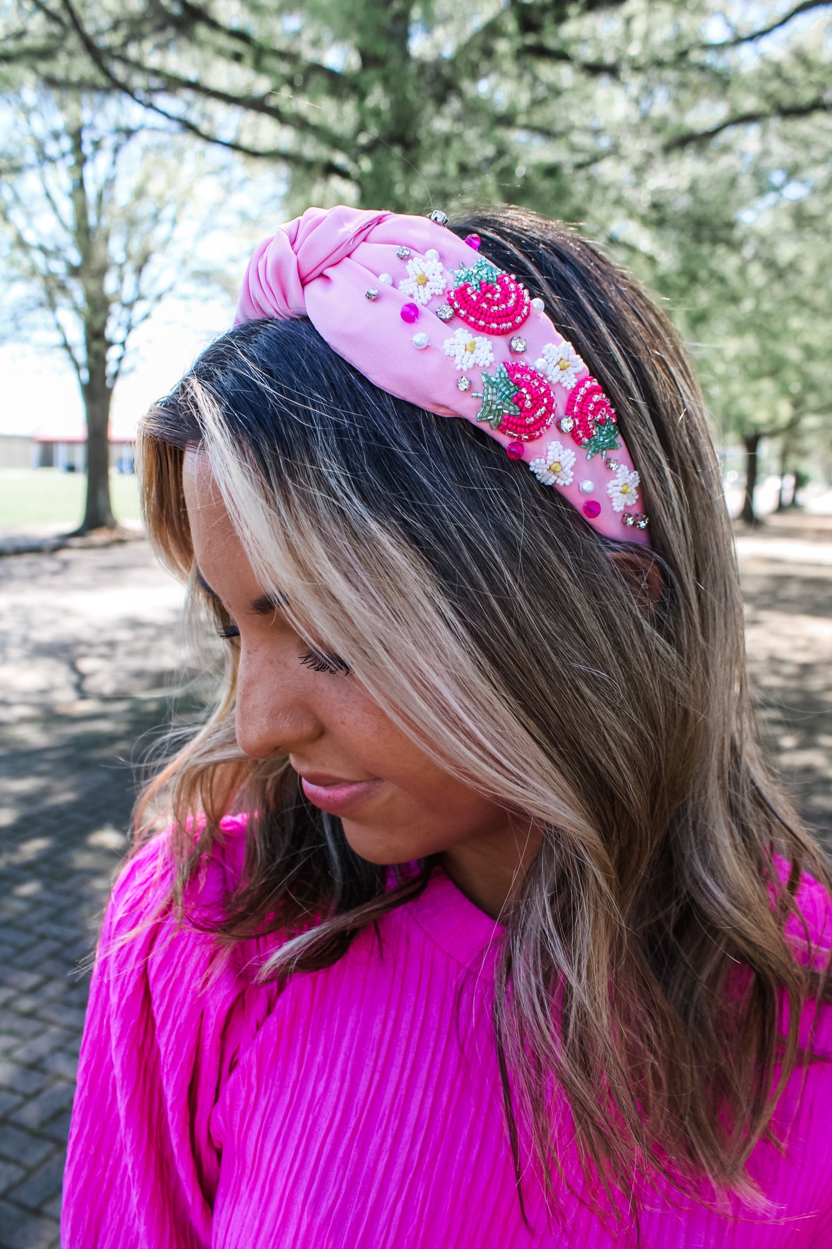 ‘Tis So Sweet Beaded Headband • Pink