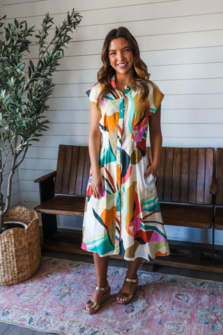 Spring Statement Pocket Dress • Yellow Multi