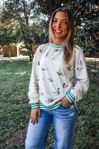 Taking Flight Mallard Pullover • Cream