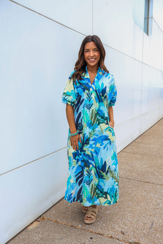 Paradise Found Printed Midi • Blue Mix