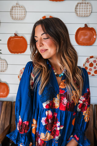 Fall Market Floral Midi • Blue