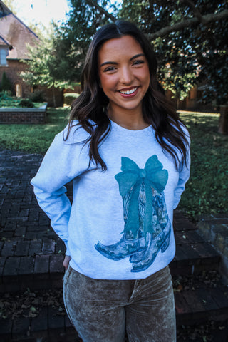 Boots & Bows Graphic Sweatshirt • Ash Grey