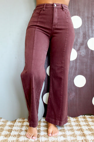 Mason Front Seam Wide Leg | Tummy Control • Choco