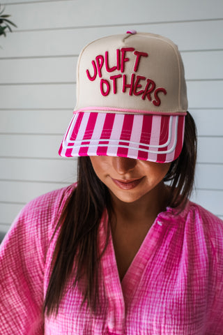 Uplift Others Trucker Hat • Pink Stripe