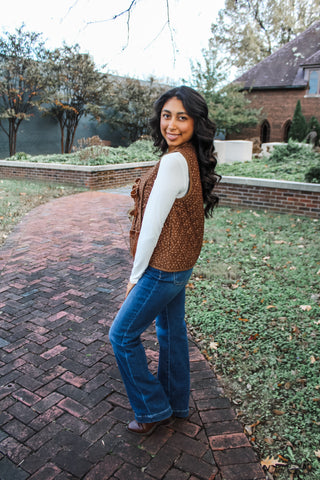 Feeling Grateful Floral Vest • Chocolate - FINAL SALE