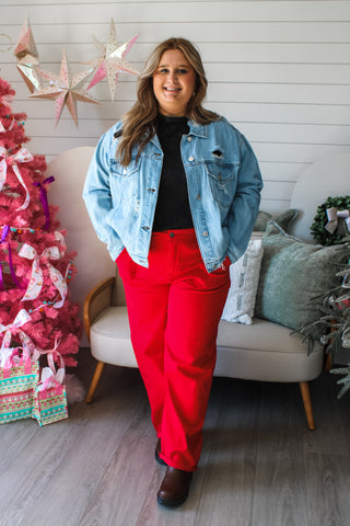 Denim Edge Distressed Jacket • Light Wash - PLUS