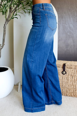 Sadie Pull On Wide Leg • Dark Wash