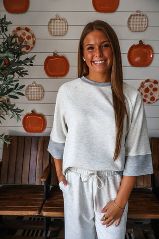 Weekend Drives Pant Set • Ivory/Grey