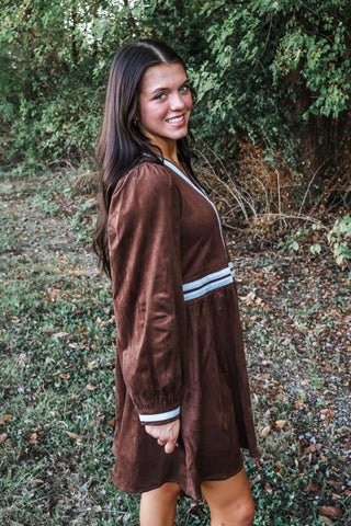 On Occasion Suede Pocket Dress • Chocolate