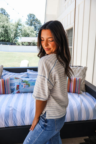 Harbor Line Henley • Blue Stripe