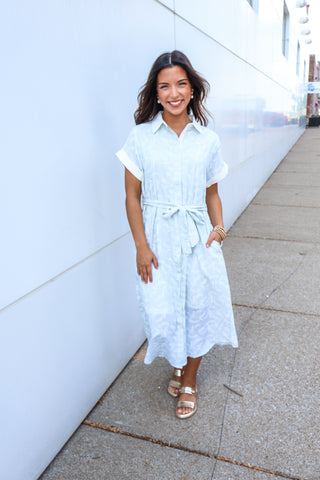 Pretty & Polished Shirtdress • Sage