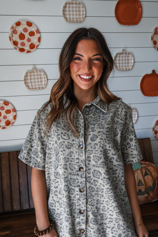 Fiercely Fall Denim Dress • Taupe